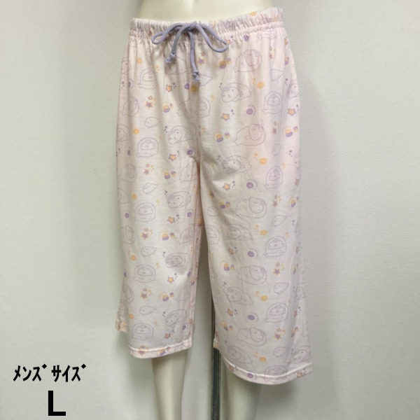 即決新品 カピバラさん 7分パンツ 男女兼用 メンズサイズ L 総柄 送料無料拍卖