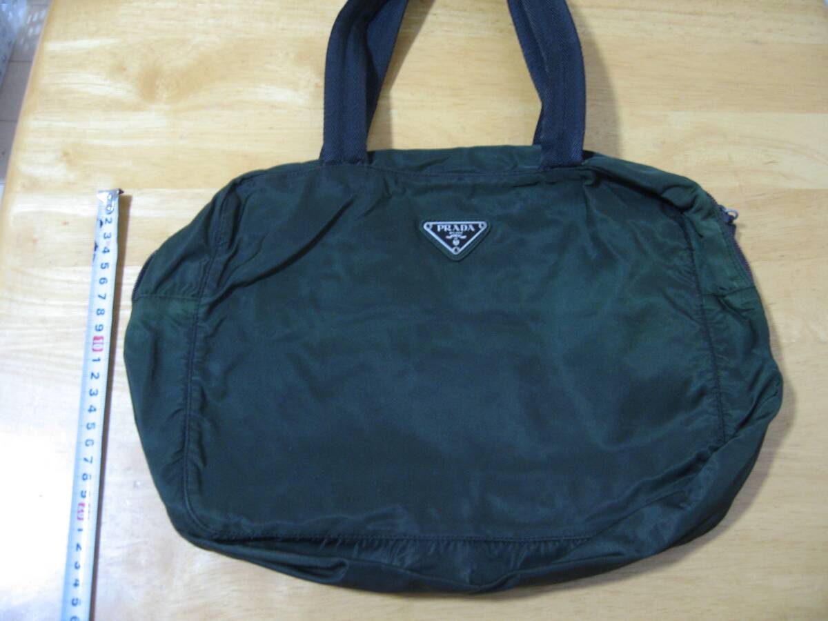 BG1011 PRADA プラダ ナイロン トートバッグ グリーン(緑) 中古品 同梱可拍卖