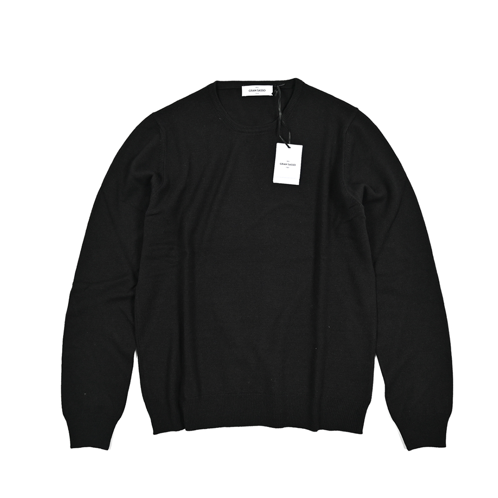 秋冬新入荷 新品 グランサッソ GRAN SASSO ニットセーター クルーネック ハイゲージ 長袖 カシミヤ ブラック 413868-A-46拍卖