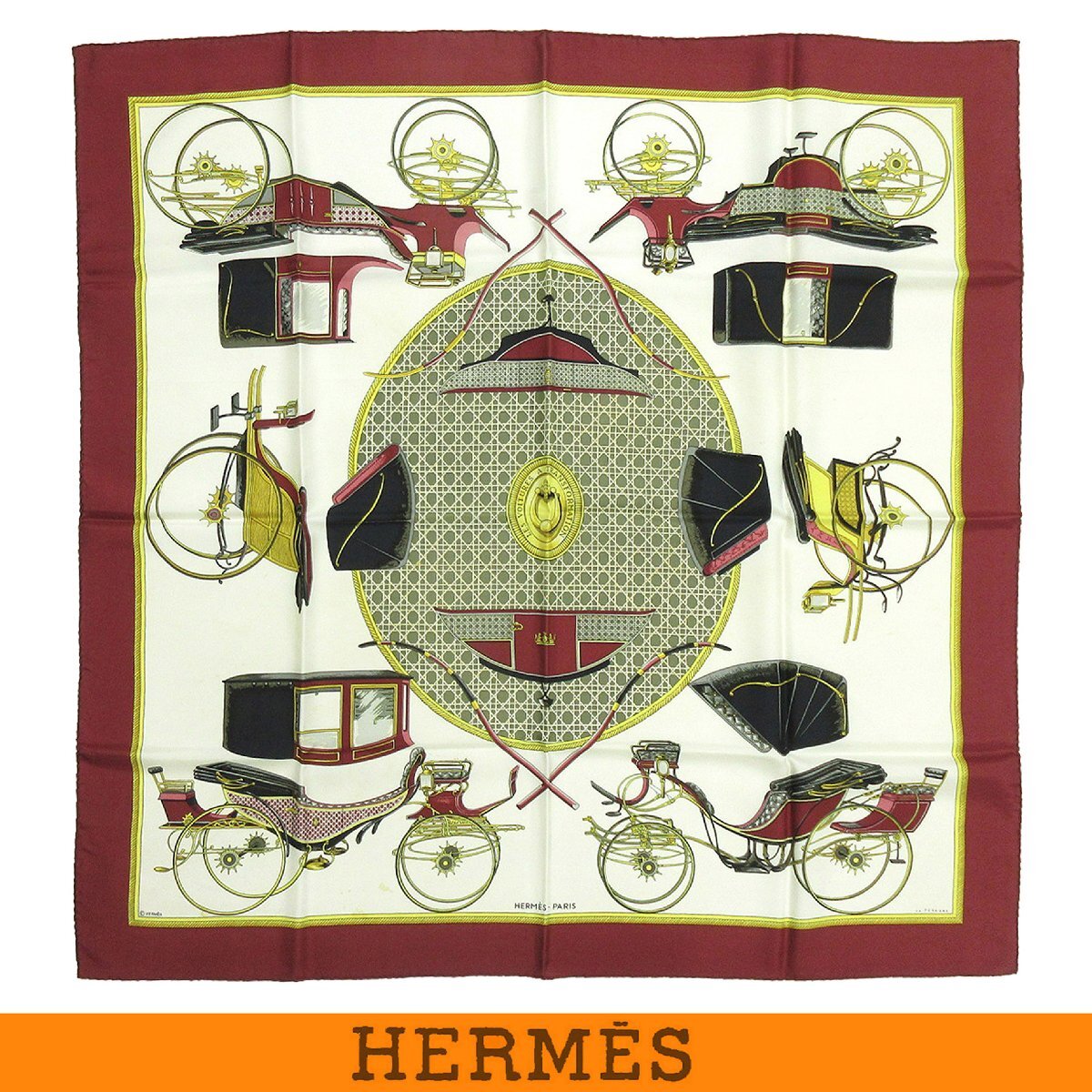 エルメス カレ 90 折りたたみ式幌馬車 シルク スカーフ H30拍卖