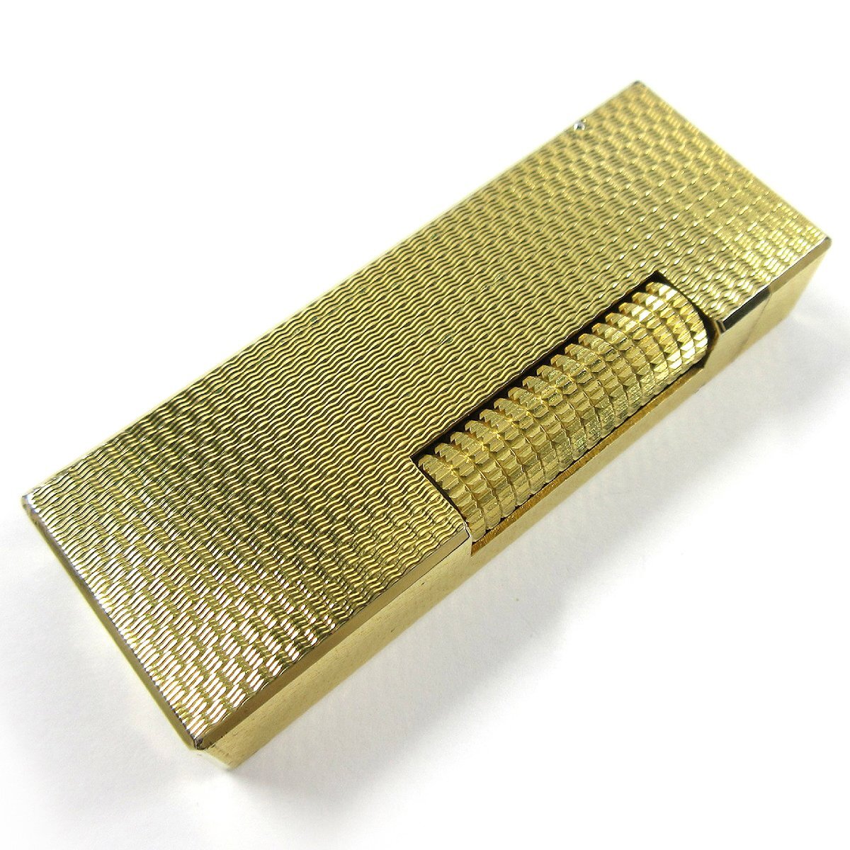 ダンヒル ヴィンテージ ウェーブパターン ローラー ガスライター ゴールド 金張り 箱 G付 無記入 ADL10拍卖