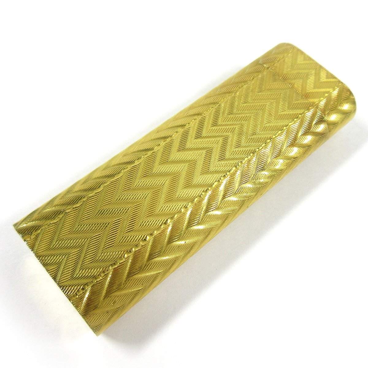 カルティエ ヴィンテージ オーバル ヘリンボーン柄 デザイン ローラー ガスライター ゴールド 金張り 箱付 CL5拍卖