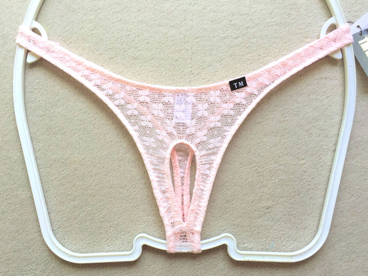 【ターキー/TM collection】丸出し露出!フロントオープン★かわいい花柄レース&ストレッチ★浅履きTバック/ピンク♪新品/日本製拍卖