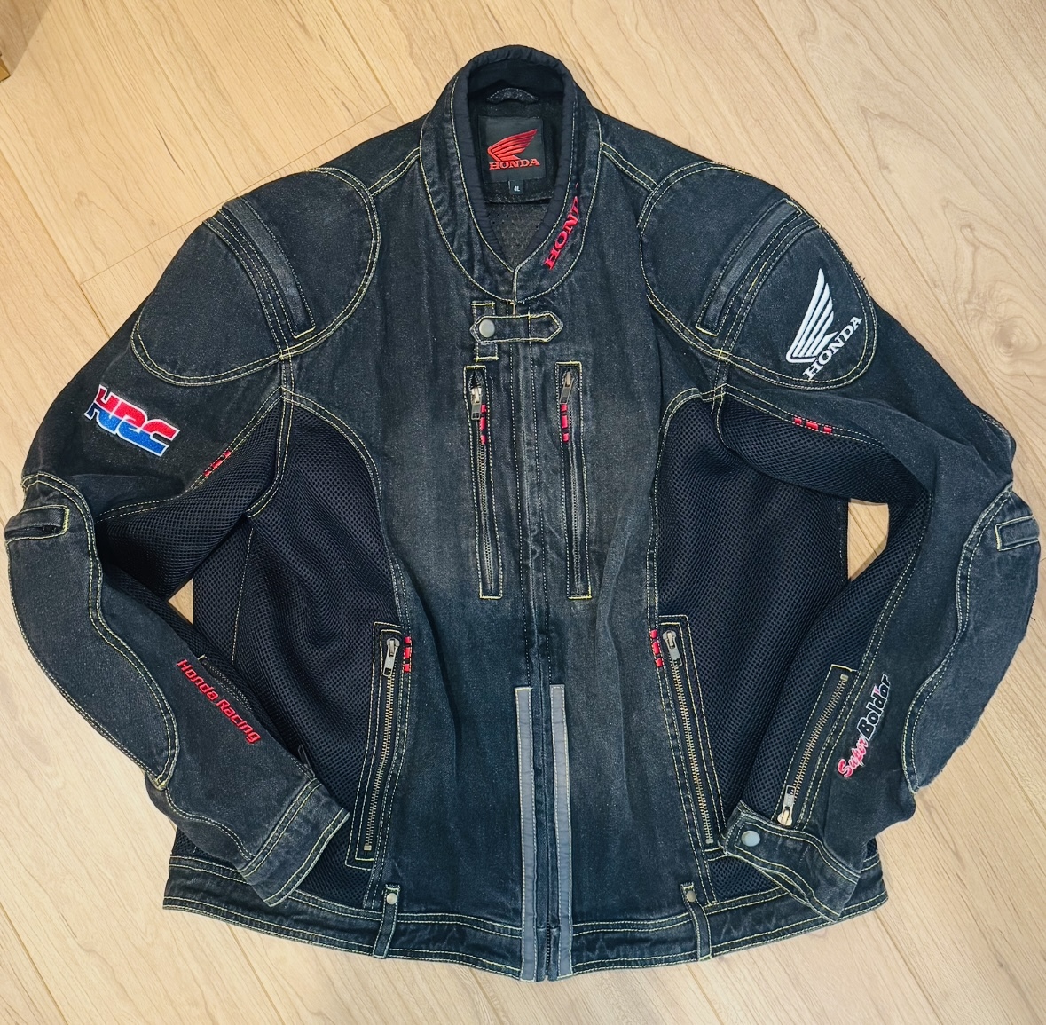 ★1円スタート HONDA denim mesh jacket ホンダデニムメッシュライダースジャケット 4L 美品★拍卖