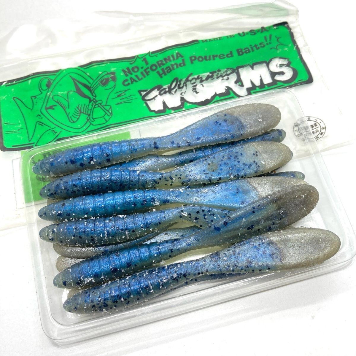 810043 カリフォルニアワーム パドルテールグラブ 4インチクラス 12本 CALIFORNIA WORM PADDLE TAIL GRUB ハンドポワード オールド品拍卖