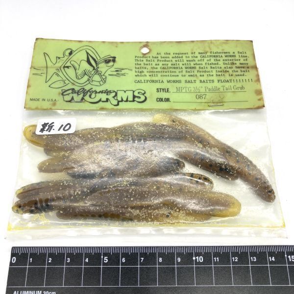 710798 新品 カリフォルニアワーム パドルテールグラブ 3-1/2インチ 10本 CALIFORNIA WORM PADDLE TAIL GRUB 087 サマーモスブラウン拍卖