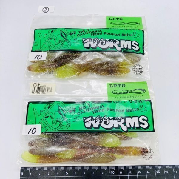 711443 新品 カリフォルニアワーム パドルテールグラブ 4インチ 20本② CALIFORNIA WORM PADDLE TAIL GRUB LPTG-124 フレットウィニー/レ拍卖