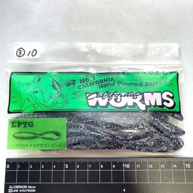 811099 新品 カリフォルニアワーム パドルテールグラブ 4インチ 10本ブラック③ CALIFORNIA WORM PADDLE TAIL ハンドポワード オールド品拍卖
