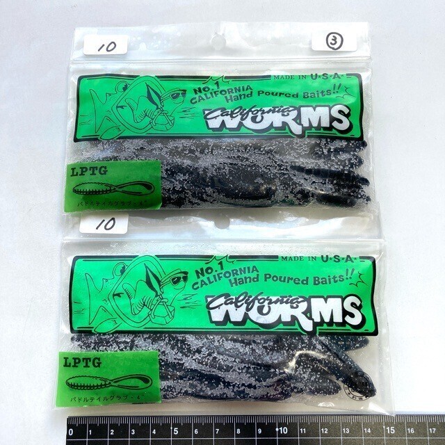 811103 新品 カリフォルニアワーム パドルテールグラブ 4インチ 20本ブラック③ CALIFORNIA WORM PADDLE TAIL ハンドポワード オールド品拍卖