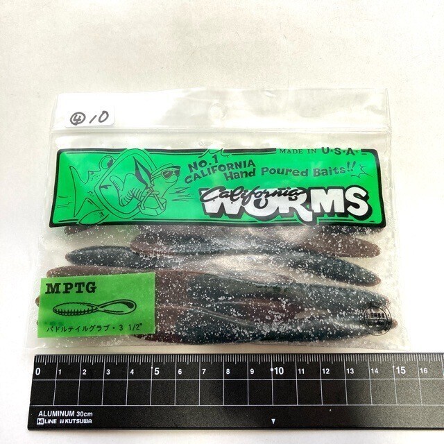 811128 新品 カリフォルニアワーム パドルテールグラブ 4インチ 10本④ CALIFORNIA WORM PADDLE TAIL キャスティークチョイス オールド品拍卖