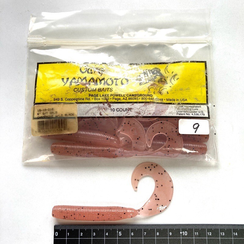 815515 ゲーリーヤマモト 6インチ ジャンボグラブ 9本 シングルテール GARY YAMAMOTO #218 ワインペッパー拍卖