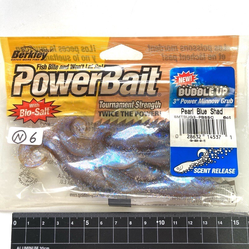 815523 新品 バークレイ 3インチ バブルアップ パワーミノーグラブ 6本 #パールブルーシャッド Berkley ロックフィッシュ ヒラメ マゴチ等拍卖