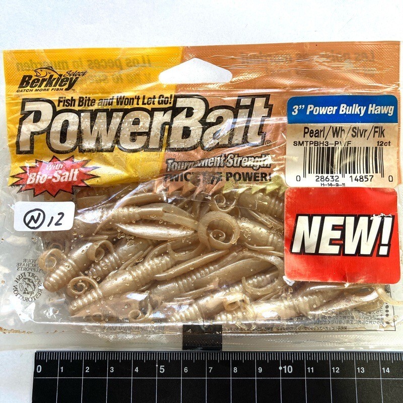815566 新品 バークレイ 3インチ パワーバルキーホッグ 12本 #パールホワイトシルバーFLK BERKLEY バス釣り パワーホグ 根魚 カサゴ 等拍卖