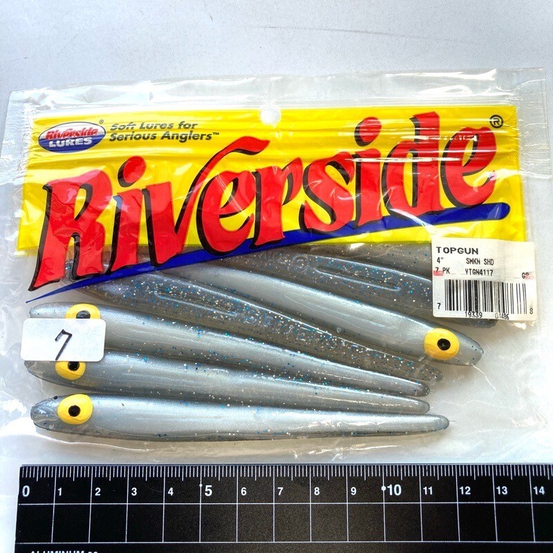 815588 新品 リバーサイドルアーズ 4インチ トップガン 7本 #スモーキンシャッド RIVERSIDE LURES TOP GUN オールド品 KZBN拍卖