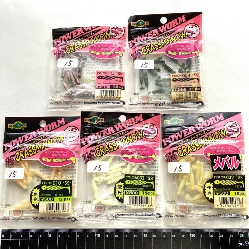 812233 新品と開封品 エコギア パワーワーム グラスミノー SS 全75本 お徳用 #カラーアソート ECOGEAR パワーワーム 田辺哲男 監修拍卖
