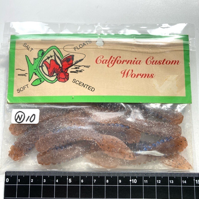 815781 新品 カリフォルニアワーム レーザービームストリンガー 3.25インチ 10本 #シナモンブルーネオン~ CALIFORNIA WORM 超オールド品拍卖