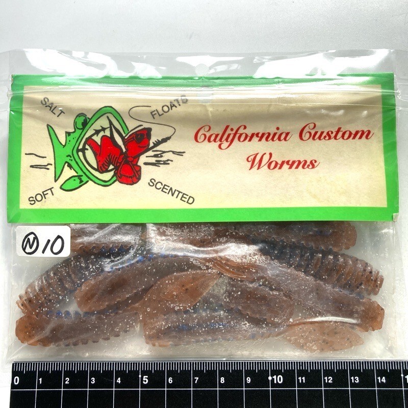 815782 新品 カリフォルニアワーム レーザービームストリンガー 3.25インチ 10本 #シナモンブルーネオン~ CALIFORNIA WORM 超オールド品拍卖