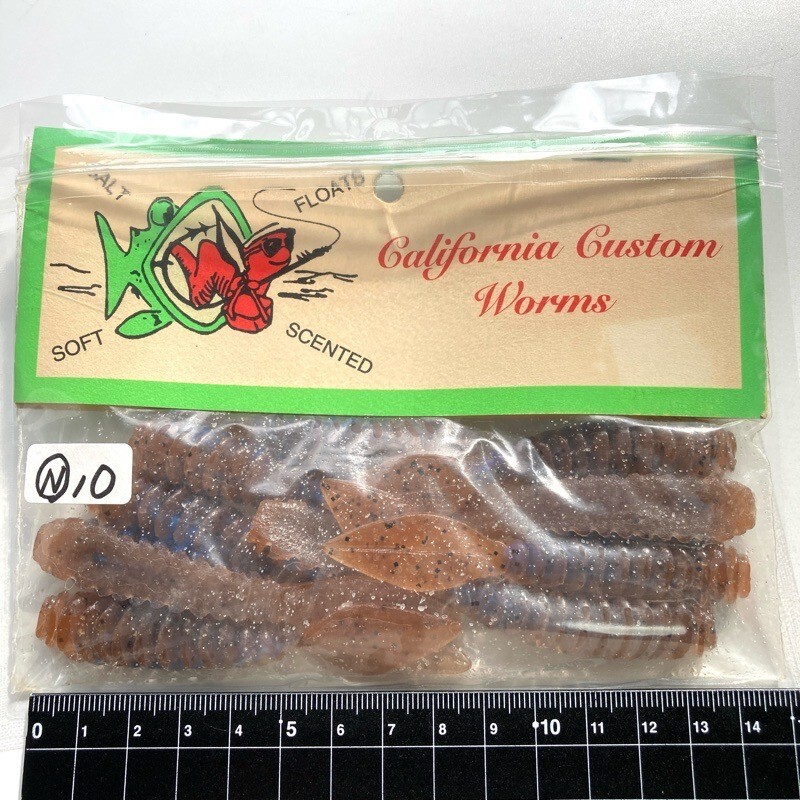 815783 新品 カリフォルニアワーム レーザービームストリンガー 3.25インチ 10本 #シナモンブルーネオン~ CALIFORNIA WORM 超オールド品拍卖