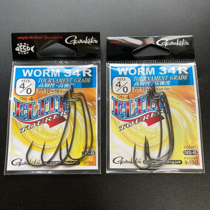 816033 新品 がまかつ ワーム34R #4/0 (2パック)④ Gamakatsu WORM34R エリートツアラー ガマカツ オフセットワームフック拍卖