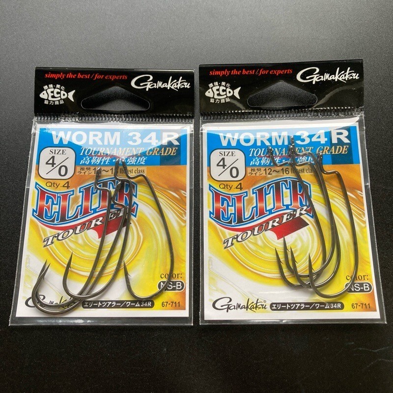 816034 新品 がまかつ ワーム34R #4/0 (2パック)⑤ Gamakatsu WORM34R エリートツアラー ガマカツ オフセットワームフック拍卖