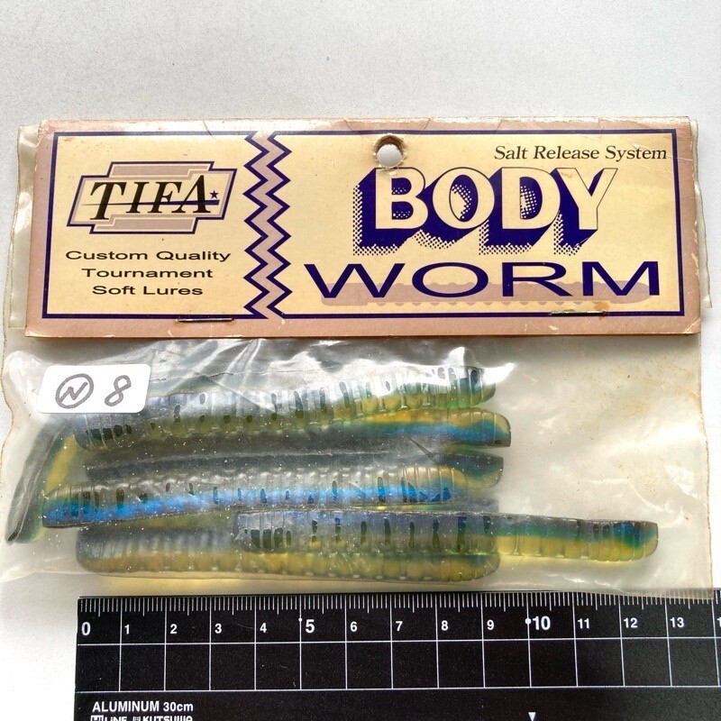815983 新品 ティファ ボディワーム 8本 #ブルーウィニー TIFA BODY WORM ボディーワーム オールド品 田辺哲男監修 KZBN拍卖