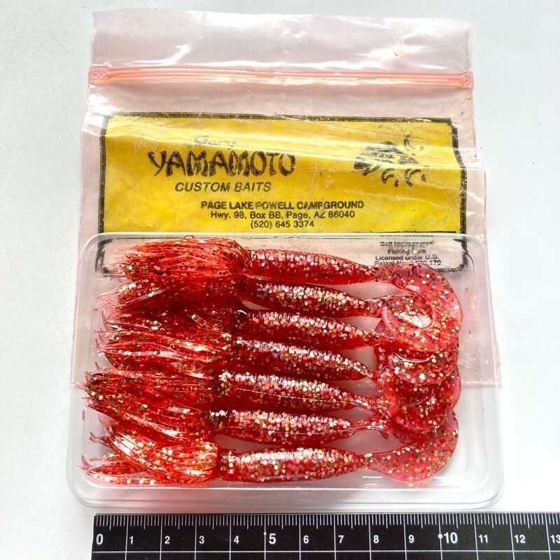 816042 ゲーリーヤマモト 4インチ シングルテール フラグラブ 7本 GARY YAMAMOTO #たぶん染まった感じのシルバー系ちょい安設定オールド品拍卖