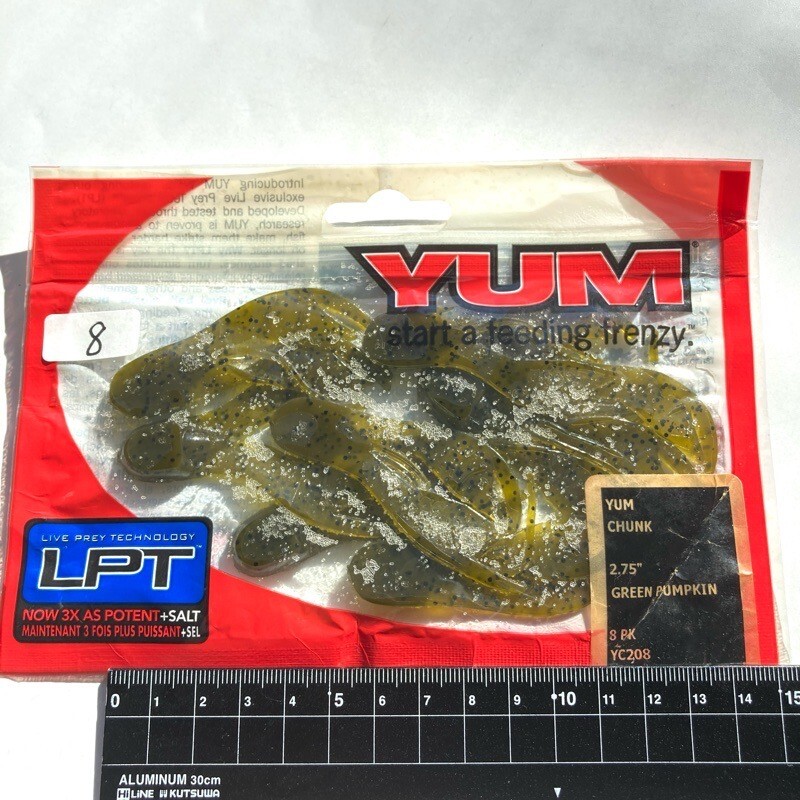 816103 新品 ヤム 2.75インチ チャンク 8本 #グリーンパンプキン YUM CHUNK アメリカンワーム拍卖