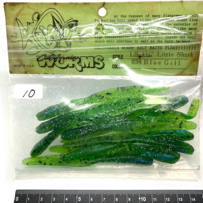 816134 新品 カリフォルニアワーム 4-1/2インチ リトルシャーク 10本 #ブルーギル CALIFORNIA WORM LITTLE SHARK LS拍卖