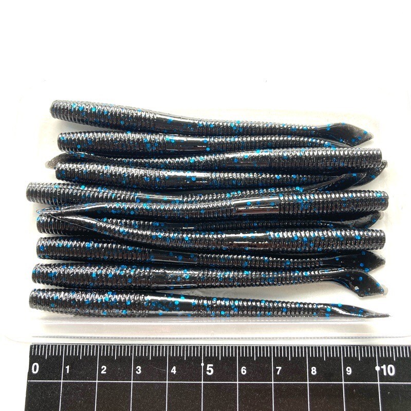 816197 ゲーリーヤマモト 4インチ カットテールワーム 11本 GARY YAMAMOTO #021 ブラック/ブルーフレーク拍卖