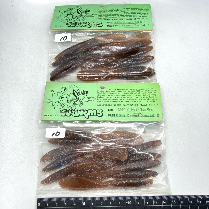 812612 新品 カリフォルニアワーム パドルテールグラブ 4インチクラス 20本 #カスミスペシャルⅡ CALIFORNIA WORM オールド品拍卖