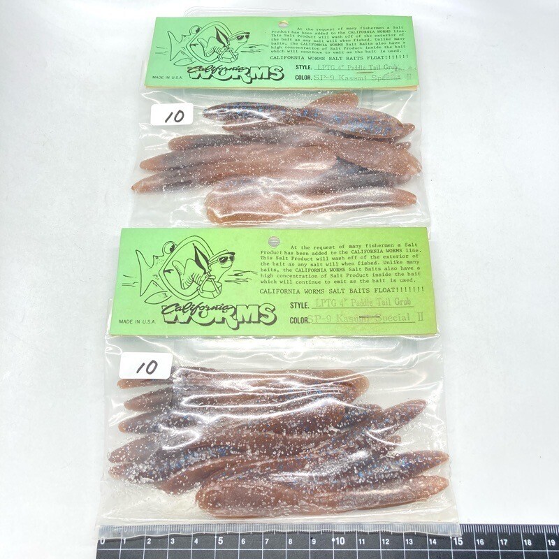 812615 新品 カリフォルニアワーム パドルテールグラブ 4インチクラス 20本 #カスミスペシャルⅡ CALIFORNIA WORM オールド品拍卖