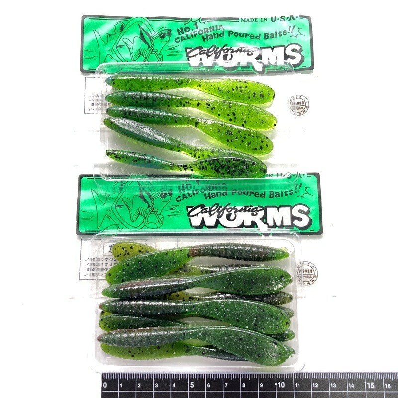 813182 カリフォルニアワーム パドルテールグラブ 4インチクラス 14本 #カワグチスペシャル CALIFORNIA WORM PADDLE オールド品拍卖
