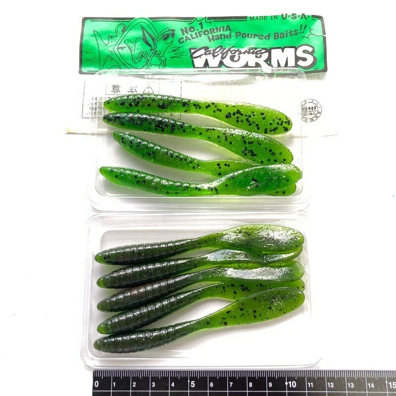 813200 カリフォルニアワーム パドルテールグラブ 4インチクラス 9本 #カワグチスペシャル CALIFORNIA WORM PADDLE オールド品拍卖