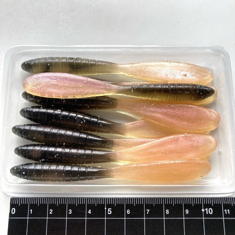 814077 カリフォルニアワーム パドルテールグラブ 4インチクラス 8本 #シュリンプ? CALIFORNIA WORM PADDLE TAIL GRUB オールド品拍卖