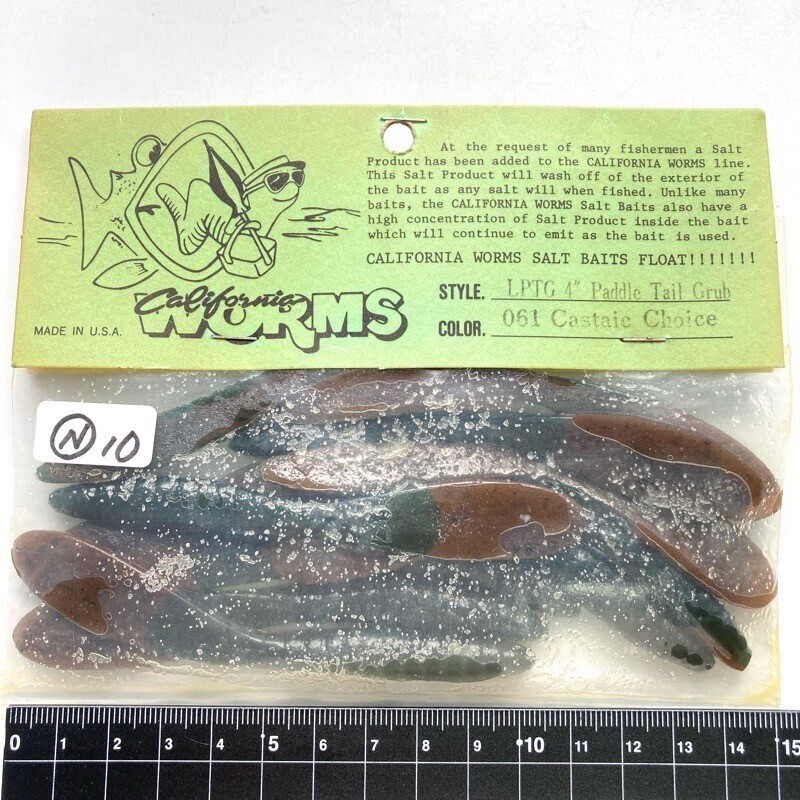 815772 新品 カリフォルニアワーム パドルテールグラブ 4インチ 10本 #キャスティークチョイス CALIFORNIA WORM オールド品拍卖