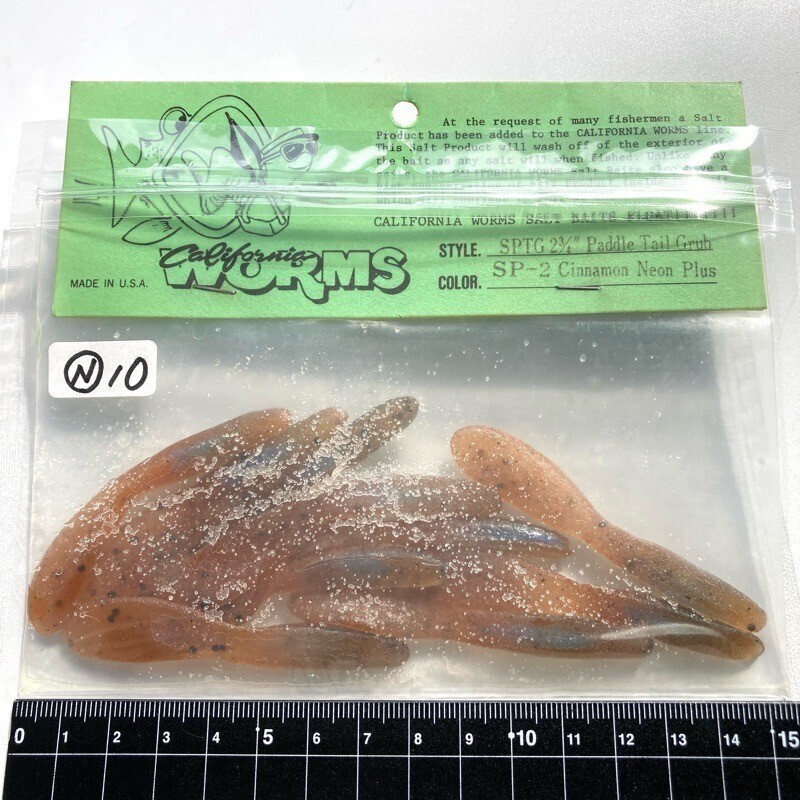 815776 新品 カリフォルニアワーム パドルテールグラブ 2.75インチ 10本 #シナモンネオンプラス CALIFORNIA WORM オールド品拍卖