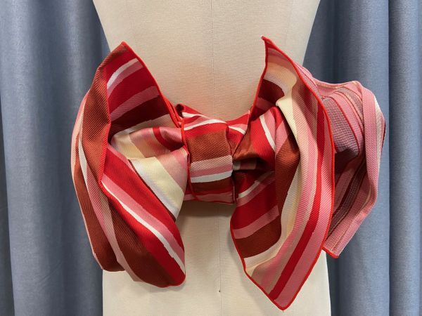 ▼三作▼送料無料 子供 兵児帯 浴衣 七五三 赤縞 A19拍卖