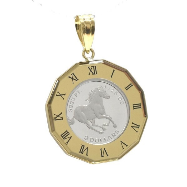 【18金×プラチナ1000】ホースネックレス ペンダント K18枠 Pt1000拍卖