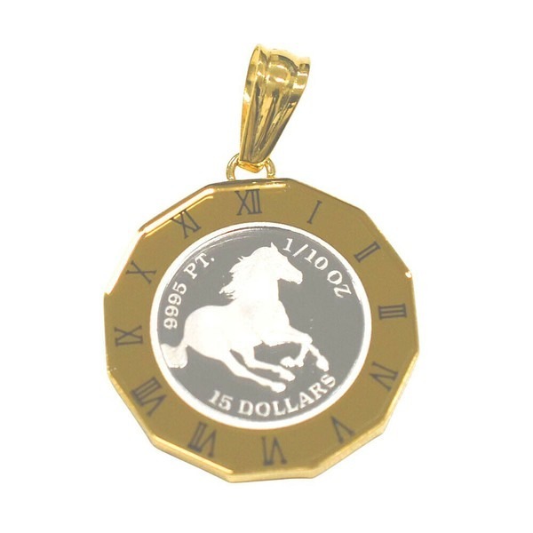 【18金×プラチナ】ホースコイン ペンダントトップ ネックレス K18チャーム拍卖