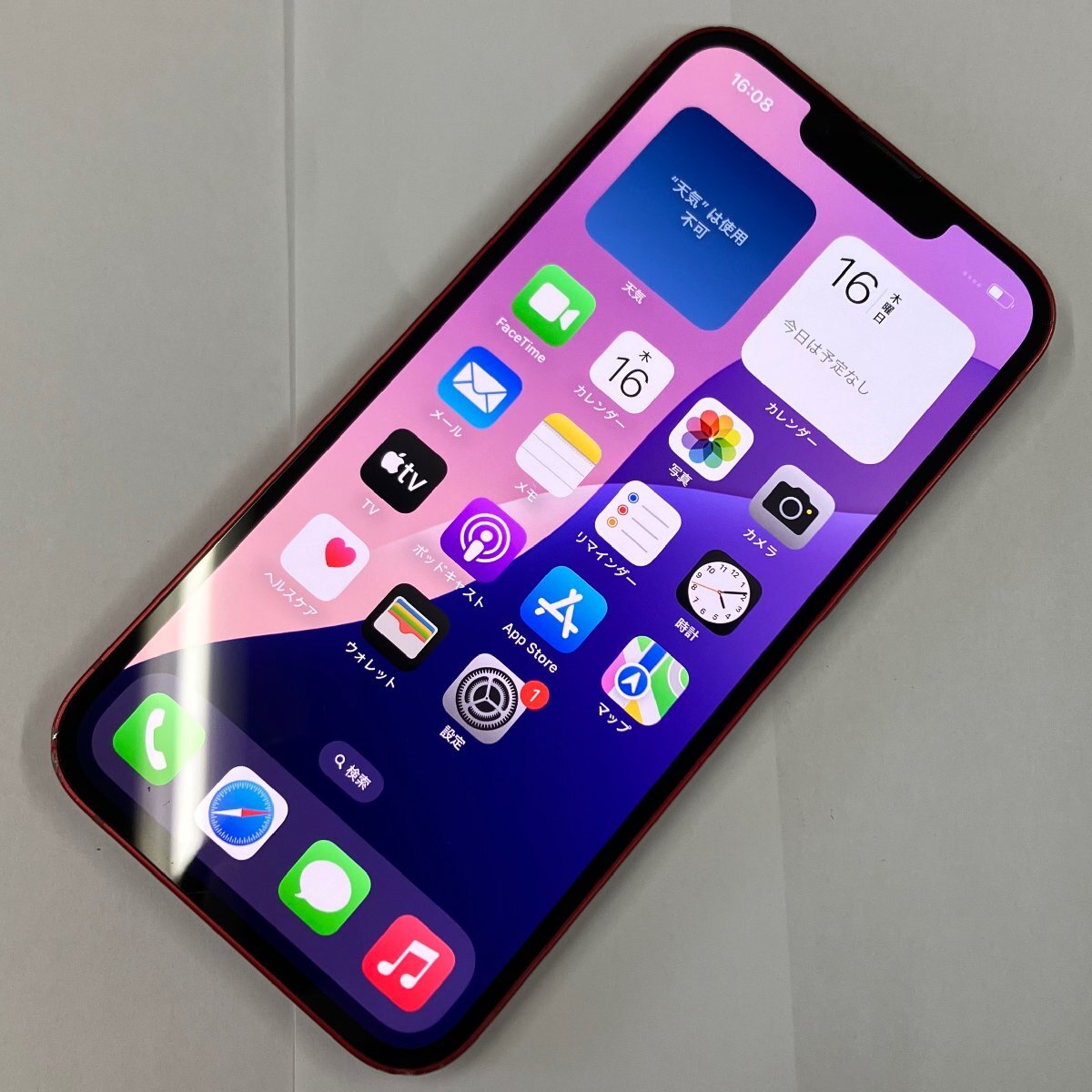 【中古】SIMフリー au iPhone13 128GB レッド MLNF3J/A SIMロック解除済 〇判定 【四丁目店】拍卖