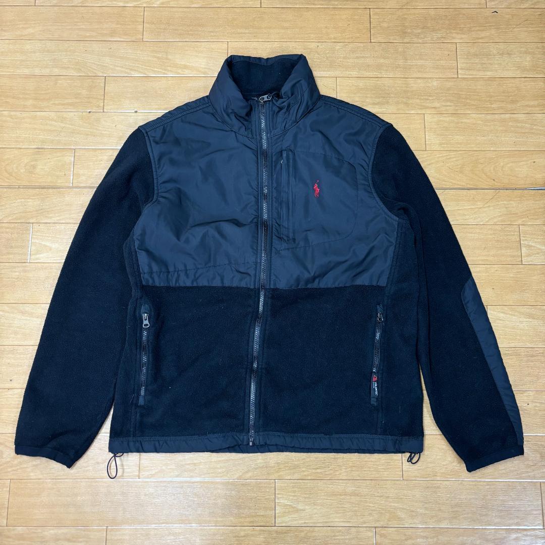 POLO BY RALPH LAUREN ポロバイラルフローレン フリース切り替えし ポーラテックジャケット サイズM メンズ ネイビー フード収納拍卖