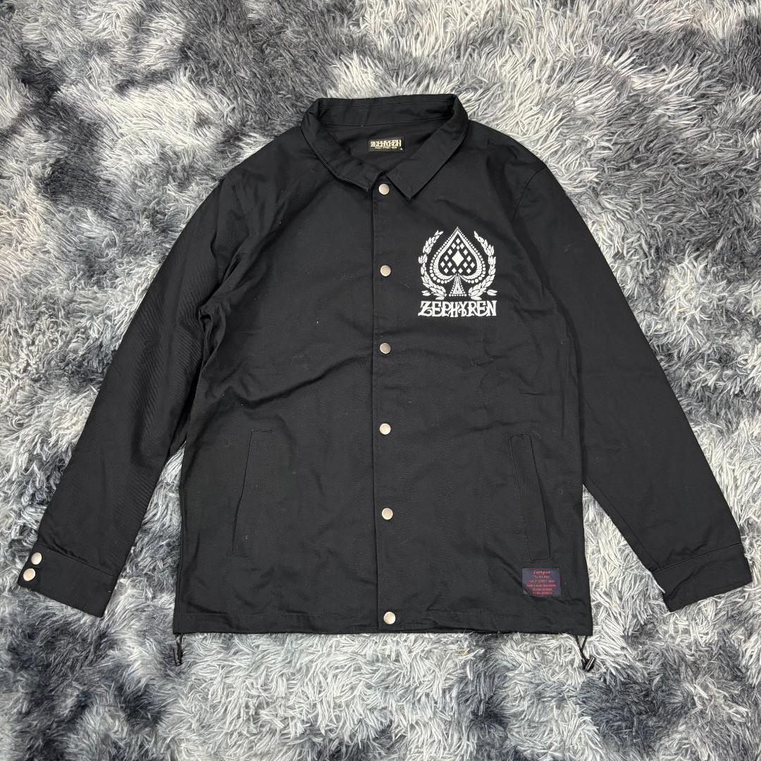 Zephyren ゼファレン 両面プリント スナップボタンジャケット サイズL メンズ ブラック ビックプリント Z06AA08 ストリート系拍卖