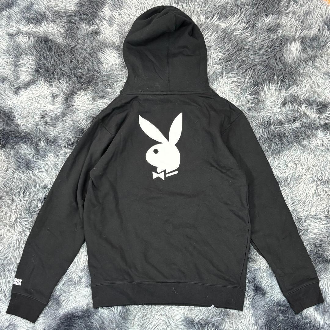 GOD SELECTION XXX ゴッドセレクション PLAYBOY プレイボーイ 20AW バックプリント フーディ パーカー ブラック系 サイズS メンズ コラボ拍卖