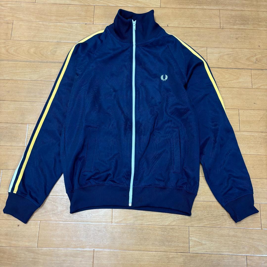 FRED PERRY フレッドペリー トラックジャケット ロゴ ツーライン SJ6273 ネイビー メンズ サイズS ジャージ ジップアップ拍卖