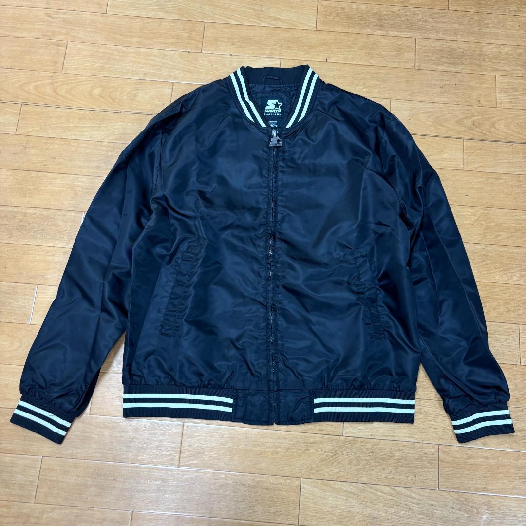 美品 STARTER BLACK LABEL スターターブラックレーベル ナイロンスタジャン LA5-238 サイズXL ブラック ジップアップ メンズ拍卖