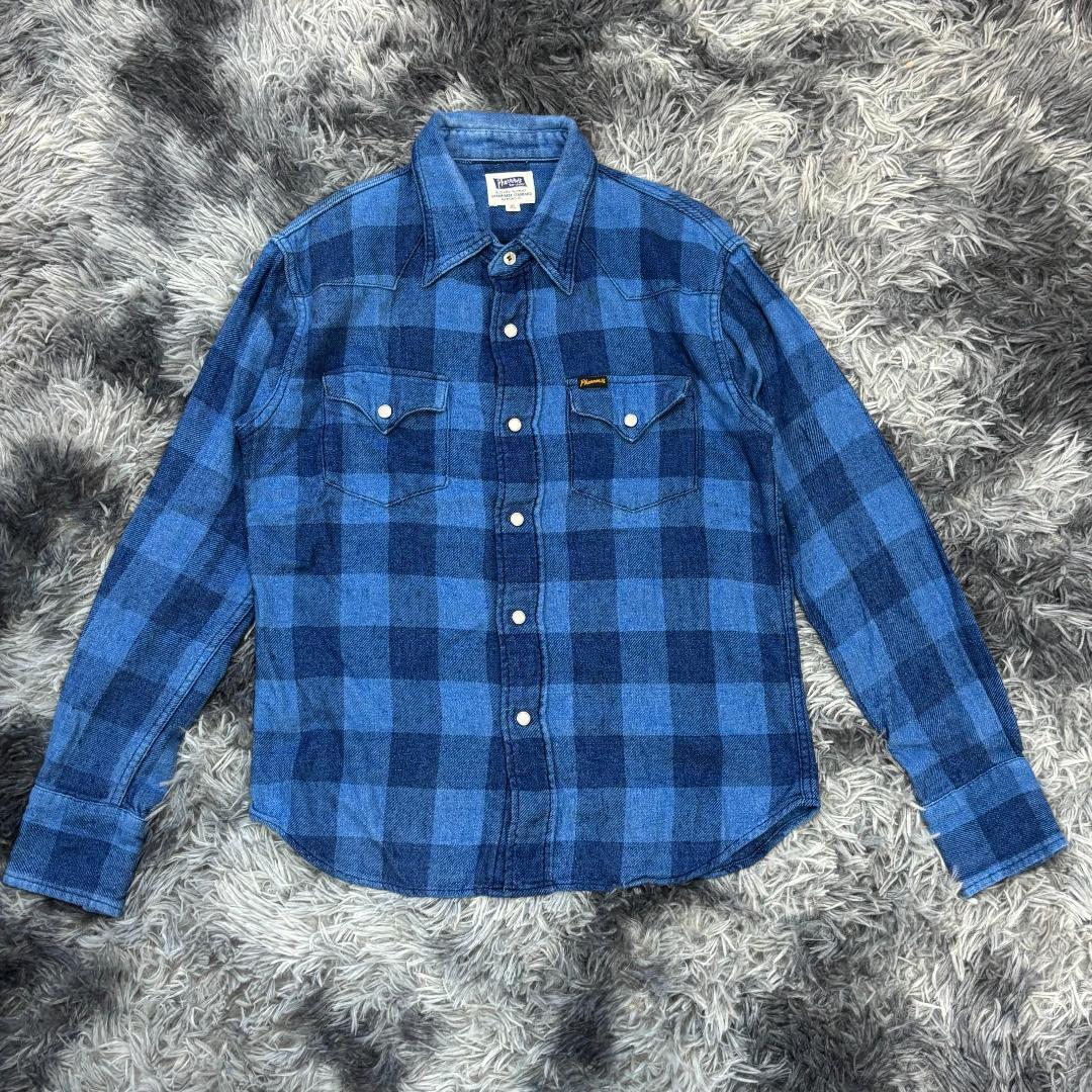PHERROW'S フェローズ ブロックチェック ウエスタンシャツ サイズ38 メンズ ブルー×ブラック アメカジ スナップボタン拍卖