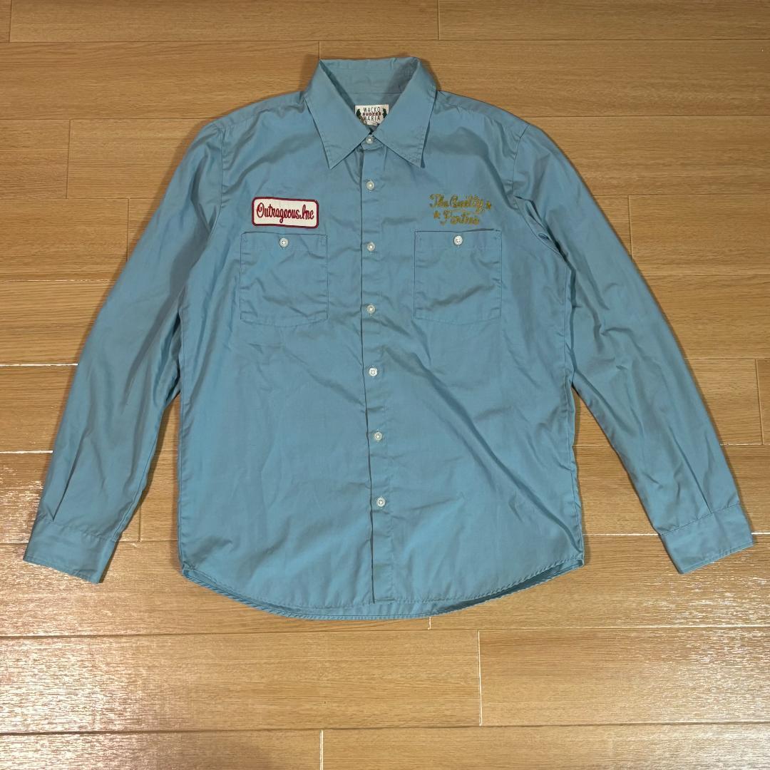 美品 WACKO MARIA ワコマリア ワッペン チェーンステッチ ロングスリーブシャツ M 両面刺繍 胸ポケット Drunkard's Dream Rock Steady拍卖