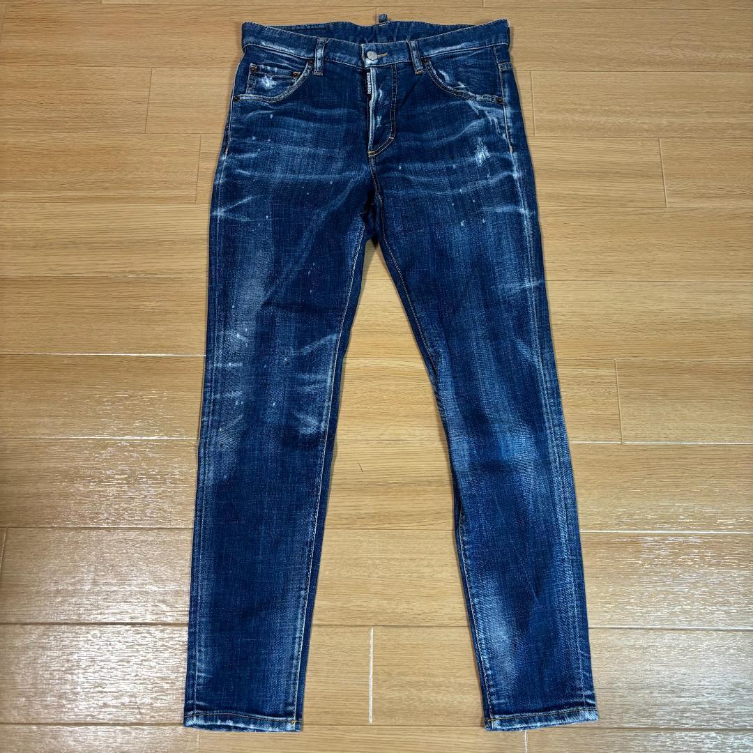 DSQUARED2 ディースクエアード ペンキ ダメージ加工 スキニージーンズ デニムパンツ サイズ38 メンズ 加工 RN154143 ストレッチスキニー D2拍卖