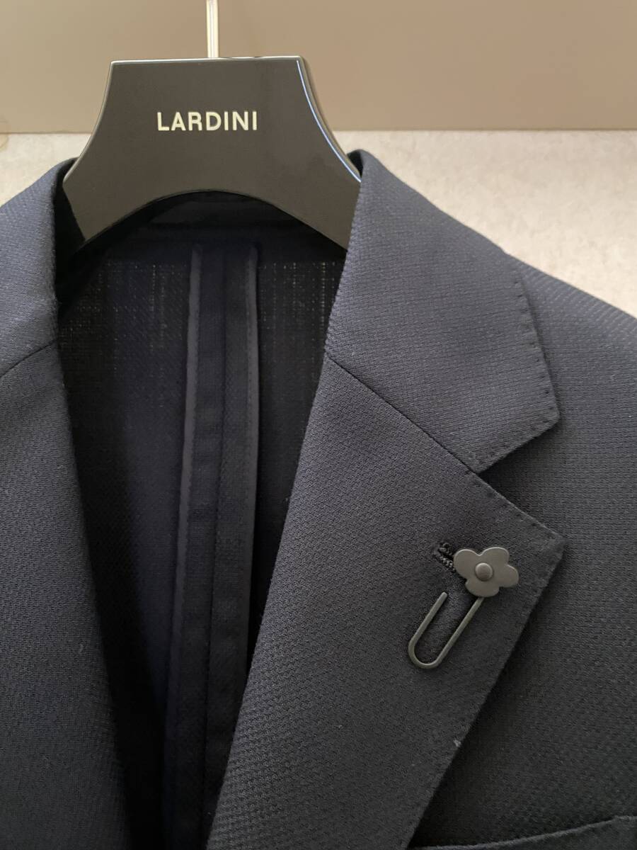 LARDINI ウール ホップサック ジャケット ネイビー拍卖