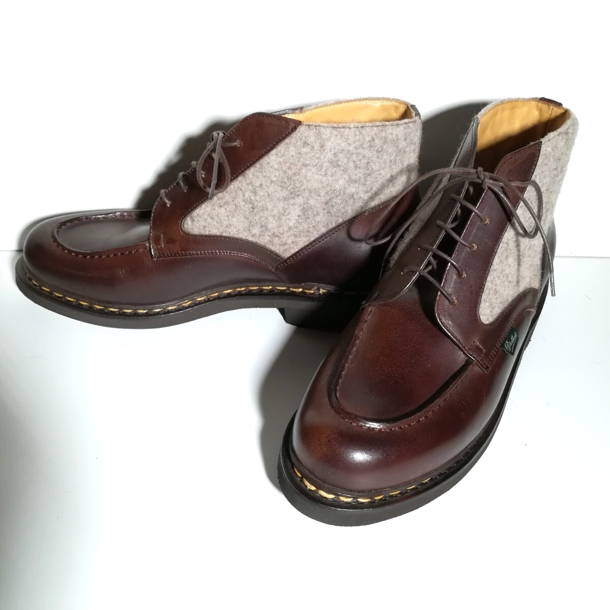 c0417 【未使用に近い】 ★パラブーツ Paraboot★ シャンルース レースアップブーツ Uチップ 8F 茶 ブラウン 革靴 シューズ シャンボード拍卖